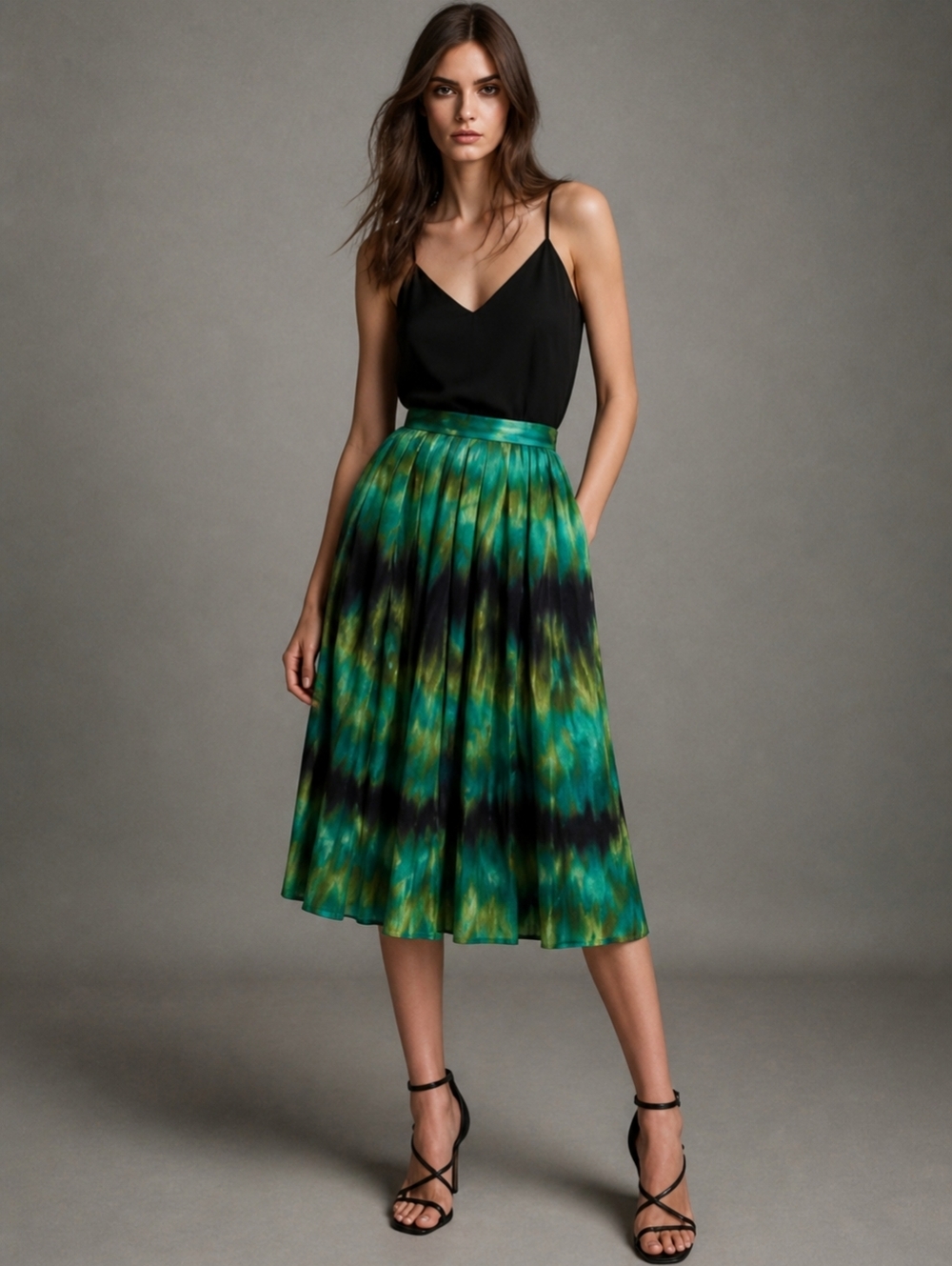 Worthington Feminine Patterned Midi Skirt